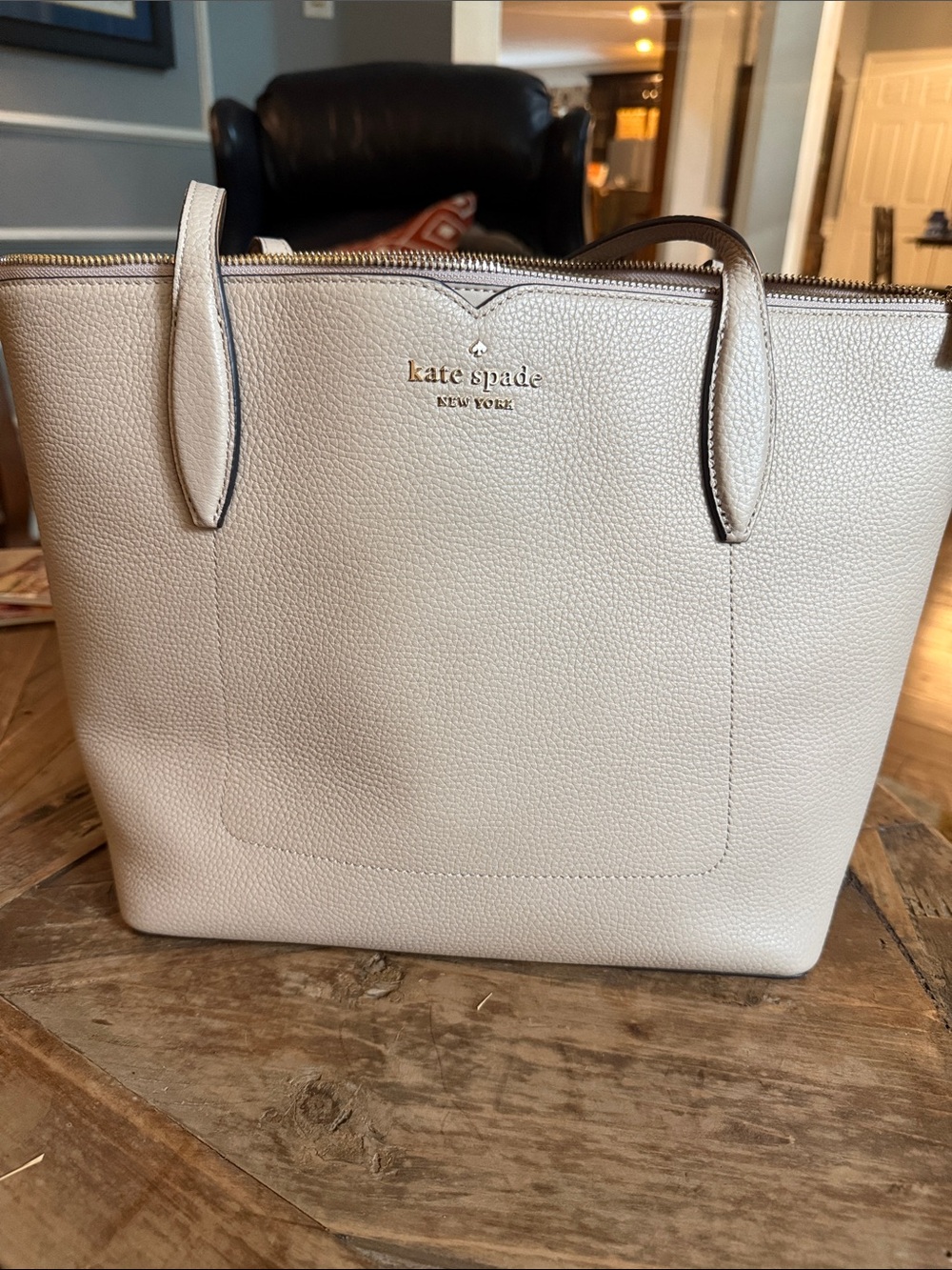 kate spade Cream Pebbled Leather Tote